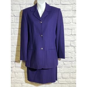 Vintage Chaus Eggplant Wool Skirt Suit 1980s Size 4/6